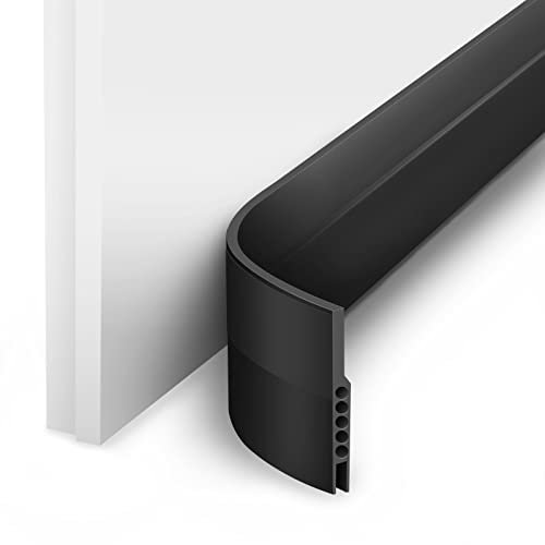 Qishare Zugluftstopper für Türen, 2m x 45mm Türdichtung, Zugluftstopperdichtungen unter der Tür für Energie sparen, Schallschutz, Wetterschutz, (79 Länge x 1,8 Breite Schwarz)