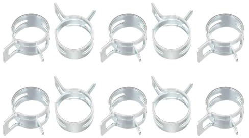 sourcing map 10pcs 12mm Spring Band Type Action Fuel/Silicone Vacuum Hose Pipe Clamp Low Pressure Air Clip Clamp, Zinc Plated