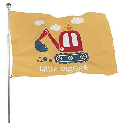 Dekorative Hausflagge, Hof-Banner, niedlicher Cartoon-Bagger-LKW-Druck, Urlaub, Willkommen, Hof, Flagge, Rasen, hängende Dekoration, 60 x 90 cm