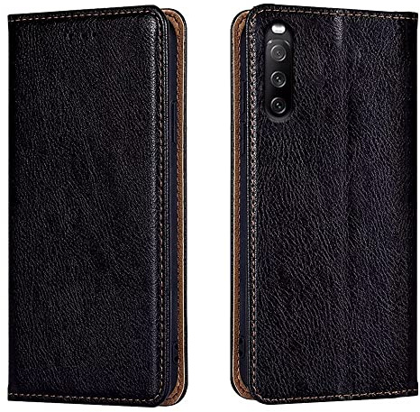 HONLEN Coque Compatible avec Smartphone, Compatible with Sony Xperia 10 III Etui, (6 inches) Magnétique Portefeuille Cuir Case avec Support et 2 Porte-Cartes Flip Cover - Noir