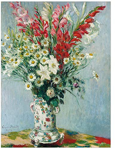 JUNIWORDS Poster, Claude Monet, Blumenstrauß aus Gladiolen, Lilien und Margeriten, 45 x 33 cm (3001272)