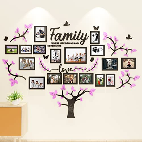 Wandtattoo Baum Stammbaum Wandtattoo Wohnzimmer - 3D DIY Wandsticker Wall Stickers Wanddeko Deko Wandtattoo Baum für Wohnzimmer Schlafzimmer Bilderrahmen 15x20 10x15 Fotowand(Lila 146 * 207cm)
