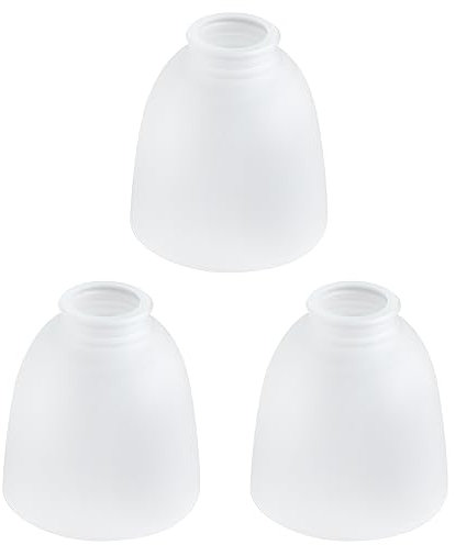 Eietonte 3 Pack White Frosted Glass Shade Replacements, Ceiling Fan, Chandelier & Vanity Shades, Bell Shaped, 4.92H x 4.72D, Matte White Glass Lampshades