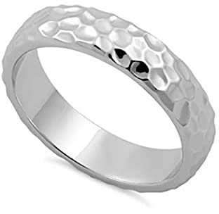 925 Sterling Silber Platin überzogene gehämmerte antike Art Deco Daumenbandringe (21)