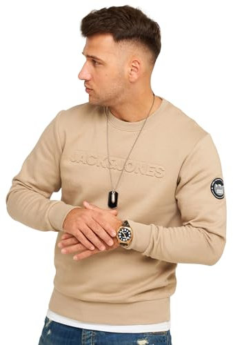 JACK & JONES Infinity Herren Sweatshirt Austin Pullover Sweater (DE/NL/SE/PL, Alphanumerisch, XL, Regular, Regular, Crockery)
