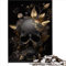 1000-teiliges Puzzle, schwarzer Totenkopf, goldene Blumen, Puzzle für Erwachsene und Kinder ab 12 Jahren, Holzpuzzle für Erwachsene (Größe 75x50cm)