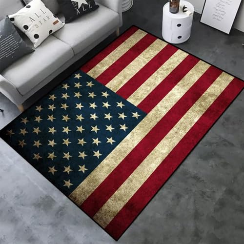 Buohwiwe Tappeto 3D Bandiera Americana Tappeti Camera da Letto - Antiscivolo Lavabile Flanella Tappeto Bandiera Americana - Tappeto Soggiorno Moderno Decorazioni Tappeto Camera 100x150 cm n2442