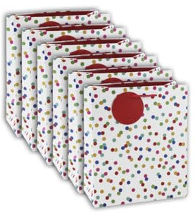 Clairefontaine 26988-3Cpack - Packung 6 Geschenktasche - Tüte Excellia, Format M (21,5x10,2x25,3 cm), 210g, geeignet für Geschenke, Kraft - bunte Punkte, 1 Pack