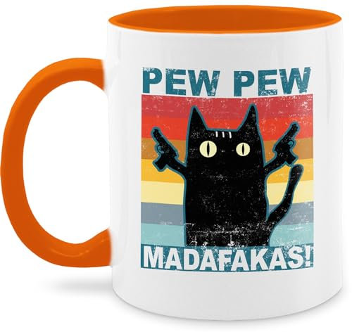 Tasse Tassen 325ml - Statement - Pew Pew Madafakas pewpewpew - 325 ml - Orange - katzentassen kaffetassen sprüche statements cat kaffeetasse katzenteetasse statement-tasse frohes neues jahr cats
