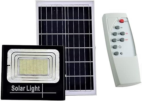 SQUADO - Spot LED Smd 200 W Éclairage Extérieur avec Panneau Solaire Capteur Crépusculaire et Télécommande
