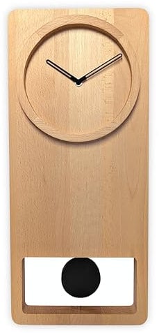 Natuhr Pendeluhr Moderna - Buche geölt Moderne Pendeluhr schwarzes Holzpendel (Funk-Pendeluhrwerk)