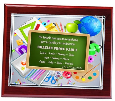 Placa regalo para profesores - Placa conmemorativa para maestros - Placa personalizada con nombres de alumnos - Placa sobre madera o acrilico