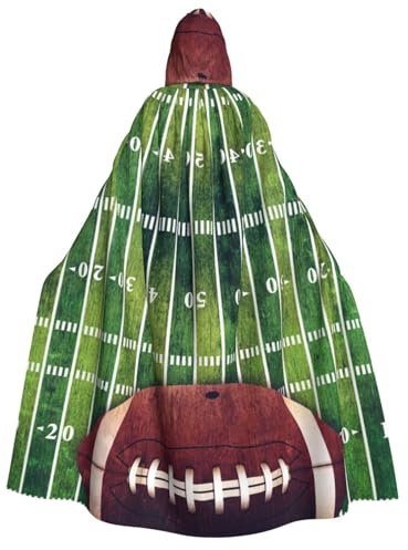 GSGCSBYMLG American Football Feld und Ball bedruckter Kapuzenumhang für Erwachsene, Unisex, langer Umhang für Halloween, Weihnachten
