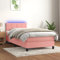 Willood Boxspringbett mit Matratze LED Rosa 100x200cm Polsterbett Bett Einzelbett Bettrahmen Bettgestell Lattenrost Hotelbett Schlafzimmerbett Samt Stil1