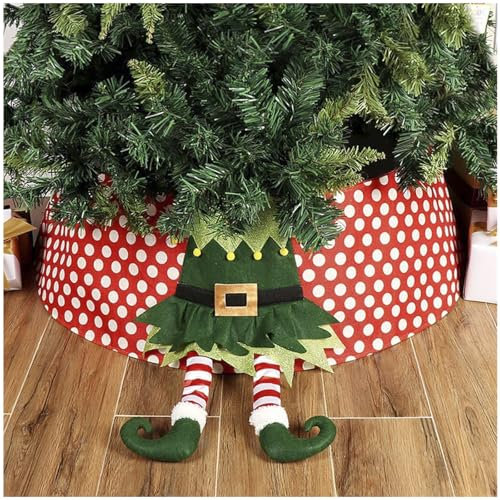 DXDRT Copri Base per Albero di Natale de Elfo 3D, 77 cm Decorativo Albero di Natale Anello Gonna, Collare per Albero di Natale per Alberi Artificiali, Gonna Copri Base per Albero di Natale