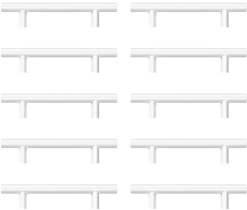 AwmnSrman Maniglie per Mobili da Cucina 10 Pezzi 96 mm Maniglie Bianco per Armadietti Vernice Spray in Acciaio Inossidabile Installazione di fori Bianco