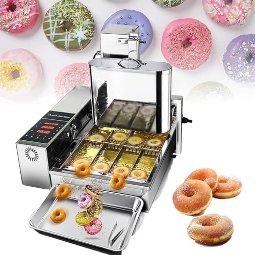 DZZTHSH Commercial Digital Donut Fryer, Automatic Donut Machine with Intelligent Control Panel, Stainless Steel Mini Donuts Maker Adjustable Thickness 5.5L Hopper 1750 unit/h