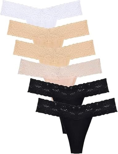 Mehrpack Spitze Strings & Tangas Für Damen Unterwäsche Baumwolle Sexy Slip | Niedrige Taille Tanga Damen, Spitze Unterwäsche Frauen String Damen, Zwickel Aus Reiner Baumwolle In Derselben Farbe
