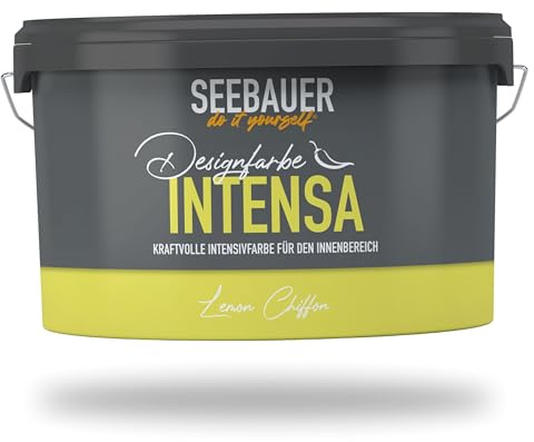 SEEBAUER diy Intensivfarbe INTENSA Gelb 2,5L (Lemon Chiffon) Edelmatte Wandfarbe Gelb - Innenfarbe sehr hohe Deckkraft - Matt, Abwaschbar und Tropffrei