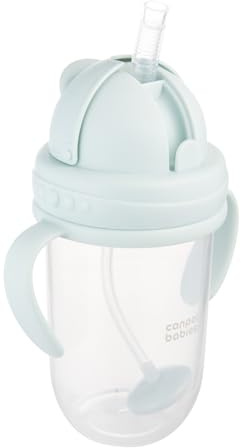 Canpol babies Trinklernbecher für Kinder mit Auslaufsicherer Strohhalm und Gewicht 6 m+ 270 ml, Trinken aus jedem Winkel (Grün)