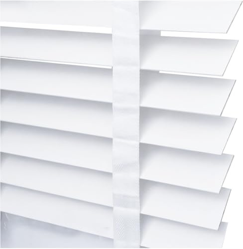 APEX FURNISHINGS Faux Wood Window Venetian Blinds-50mm Slats Tape Trimmable Home Office Windows Blind (White, 114cm x 213cm)