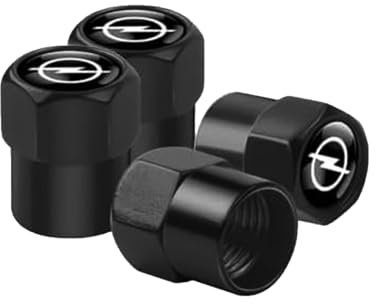 4 Stück Reifenventilkappen Auto für Opel Meriva, eloxiertes Aluminium Auto-Reifen Ventilabdeckung schwarz, korrosionsbeständig