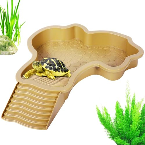 lisutupode Ciotola per Rettili 35x28,5x4,3cm d'Acqua per da Piscina con Rampa Piscina per Tartarughe Solido Design A può Essere Liberamente Smontato E Assemblato per Gli Appassionati di Rettili