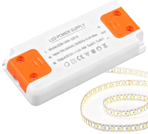 Trasformatore a LED, 1-18 W, 230 V su 12 V, trasformatore DC senza sfarfallio e rumore, trasformatore a bassa tensione per LED G4, MR16, GU5.3 15 W
