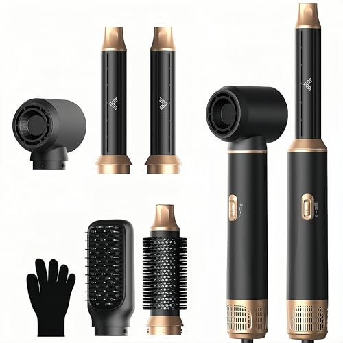 UMIGA 5 in 1 Air Hair Styler Dryer Brush Set, with Air Curling Wands, Volumising Brush & Smoothing Comb, Hairdryers for Women, Lightweight Travel Hair Dryer & Home Hair Styling Appliances Kit, Black