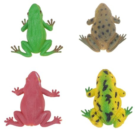 ZUNOXAZ Lot de 4 Jouets Grenouille Sonores en PVC, Modèles Réalistes à Presser, Accessoire de Farce Ludique pour Garçon et Filles et Adultes Plusieurs Styles