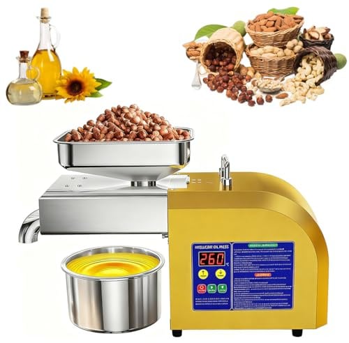 AGGBDYXO Automatic Oil Press Machine for home, 1100W Electric Cold Press Seed and Nut Oil Extractor Machine, Stainless Steel Oil Press for Peanut Sesame Coconut Commercial Oil Press