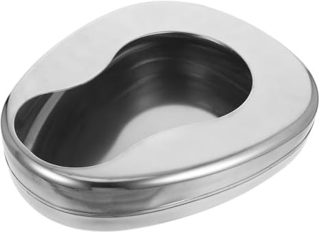 ASAKKURA Edelstahl Bettpfanne für Erwachsene Patienten Urinal Metall Bettschüssel Nachtpflege für Bettlägerige Senioren und Pflegeheim Nutzung
