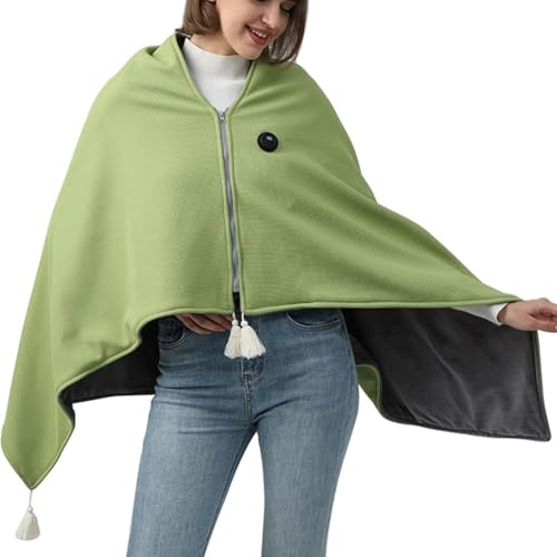 Ounfhtrttk USB-Wiederaufladbare Tragbare Heizdecke mit Reißverschluss, 3 Temperaturstufen Einstellbar, Heizdecke für Büro, Camping und Zuhause, Temperatur A