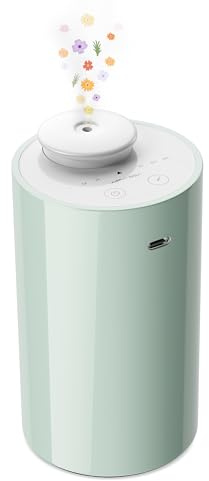 Wasserloser Diffusor für Ätherische Öle, Batteriebetriebener Nebulizer, 20 ml Fassungsvermögen, Mini-Duftluftgerät, 3 Countdown-Timer & 3 Nebelstufen für Zuhause, Raum, Auto, Büro – AN6 Grün​