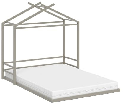 Vicco Bodenbett Roofy, Greige, 140x200 | mit Matratze