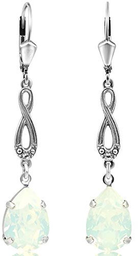 Jugendstil Ohrringe mit Markenkristallen Silber White Opal NOBEL SCHMUCK