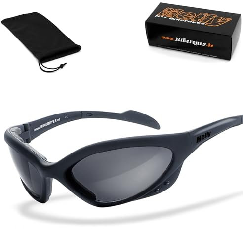 HELLY® - No.1 Bikereyes® | Bikerbrille, Motorradbrille, Motorrad Sonnenbrille | winddicht, gepolstert, beschlagfrei, bruchsicher | TOP Tragegefühl (smoke [1328])