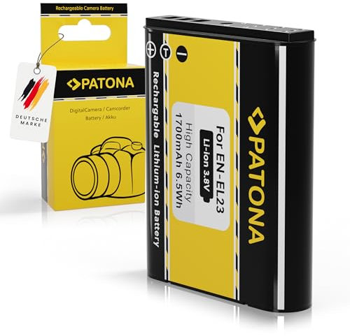 PATONA EN-EL23 Batterie 1700mAh / 3.8V / 6,5Wh Compatible avec Nikon Coolpix B700 P900 P900S P610 P610S P600 S810c Batterie de Rechange pour Les modèles ENEL23 en EL23 EL 23