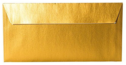 Paper24 50 goldene Briefumschläge, Umschläge Gold DIN lang 110x220 mm, 11x22 cm, Farbe: Gold mit Haftstreifen, selbstklebend, Umschläge zu Weihnachten