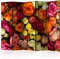 decomonkey Paravent Raumteiler Innen Blumen Rosen 225x172 cm 5 Teilig Einseitig Room Divider Wall Raumteiler Stehend Trennwand Sichtschutz Spanische Wand Sichtschutzwand Wohnzimmer Holz Bunt