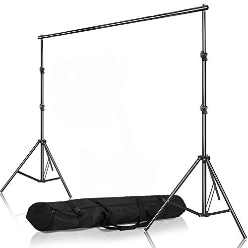 Selens Fotografie Hintergrund Support System Kit Verstellbarer Ständer & Querträger mit weißen Baumwolle Hintergrund (1,5 m x 18.56 FT/1,5 Stahlrahmen) für Foto und Video Studio with backdrop
