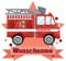 Samunshi® Feuerwehr-Auto Wandtattoo Türschild mit Name personalisierbar Kinderzimmer Türaufkleber Baby Wandaufkleber - 25x22cm mehrfarbig