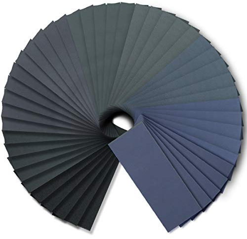 FRIMOONY Papier de verre sec humide, assortiment grain 240-3000 pour le ponçage en plastique du bois automobile, 90pcs