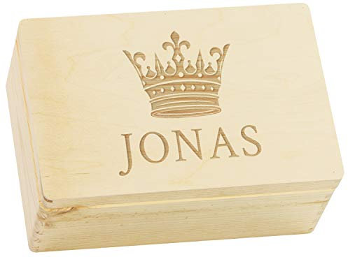 LAUBLUST Holzkiste König Motiv - Geschenkkiste Personalisiert mit Wunsch-Gravur - ca. 30 x 20 x 14 cm, Natur, FSC®