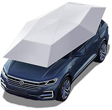Car Umbrella Sun Shade, Semi-automatic Car Tent, Movable Carport, Folded Portable Car Canopy Cover, Anti-UV, Water-Proof, Proof Wind, Snow, Storm Hail,15 * 7.5 Ft,Gray