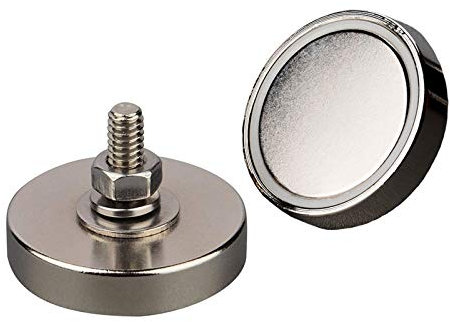 Mutuactor 2 x Magnetsockel, super starke Neodym-Magnete, runde Magnete mit 0,6 cm (1/4 Zoll) - 20 Außengewinde, Magnetverschlüsse für Montage, vertikale magnetische Zugkraft, 68 kg