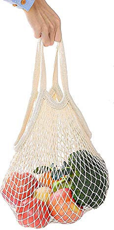 chaobai 6 Bolsas de Malla Reutilizables Bolsa Rejilla de algodón respetuosas para La Compra organizadora de Playa para Almacenamiento Fruta Verduras Juguetes Lavable