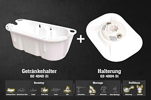 Railblaza Set Stowpod 2-Fach Getränke & Köderhalter + RibPort Halterung, Farbe:weiß