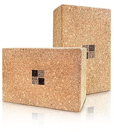 MENKAI 2PCS Bloque Yoga,Corcho Natural de Portugal,Fabricación Ecológica,Ladrillo Yoga,Tacos Yoga,Bloque para Yoga,369In,72 * 143 * 223mm