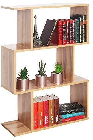 RICOO Regal 97 x 70 x 25 cm, Standregal in Eiche braun – WM072-EW Spannplatte aus Holz, Büro Bücherregal, Wandregal klein, Regale & Ablagen, schmales Regal, Büro Bücherregale, kleines Regal